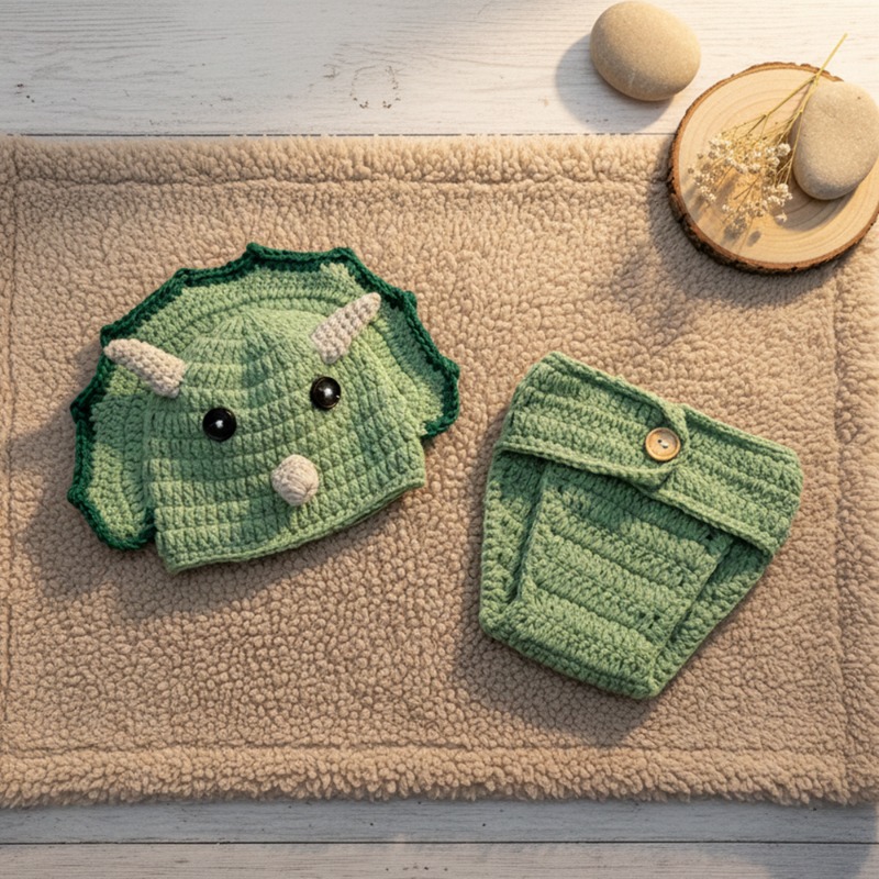 2pcs Crochet Dinosaur Newborn  - Infant Photography Props Outfit review and price