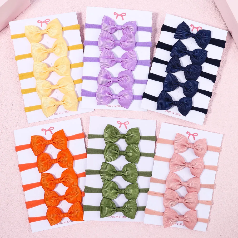 5Pcs/Set Girls Solid Color Bow - Baby Gear review and price