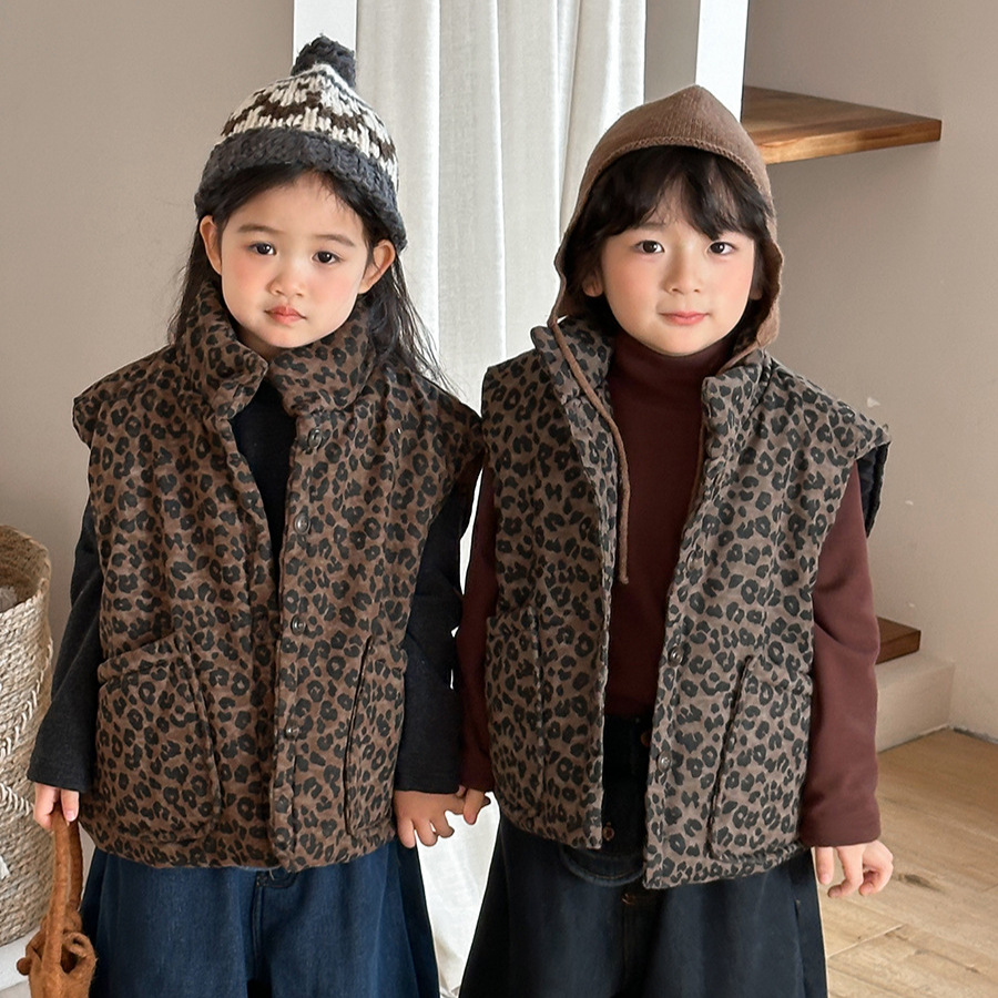Kids Leopard Print Padded Vest - Toddler Boy Winter Fleece Jacket review and price