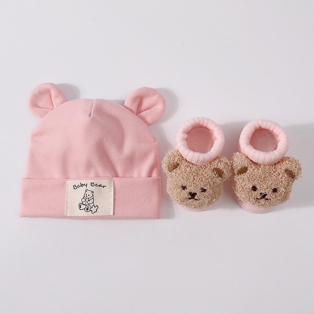 2Pcs/Set Cute Cotton Baby Hat  - Infant Beanie Hat With Ears review and price